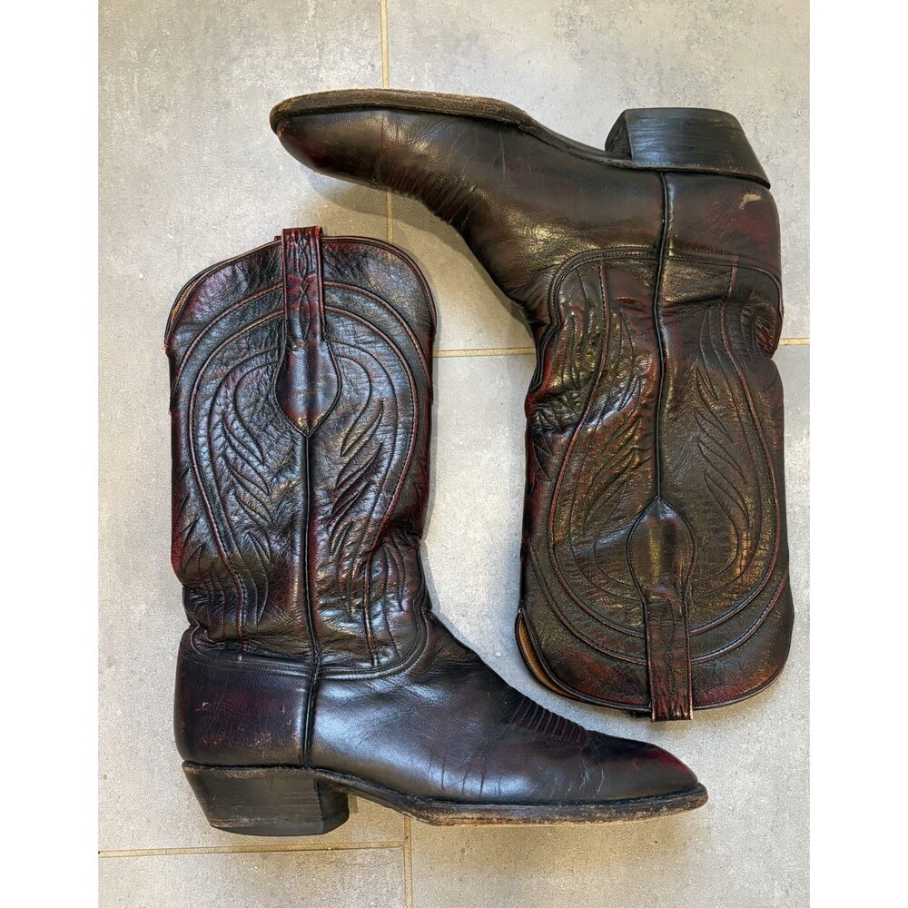 Lucchese Classics Men’s Handmade Black Cherry Western Cowboy Boots Size 9 D
